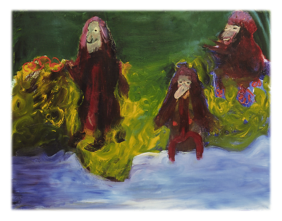 <em>Saarelaiset</em>, öljy kankaalle, 138 cm x 182 cm, 2004